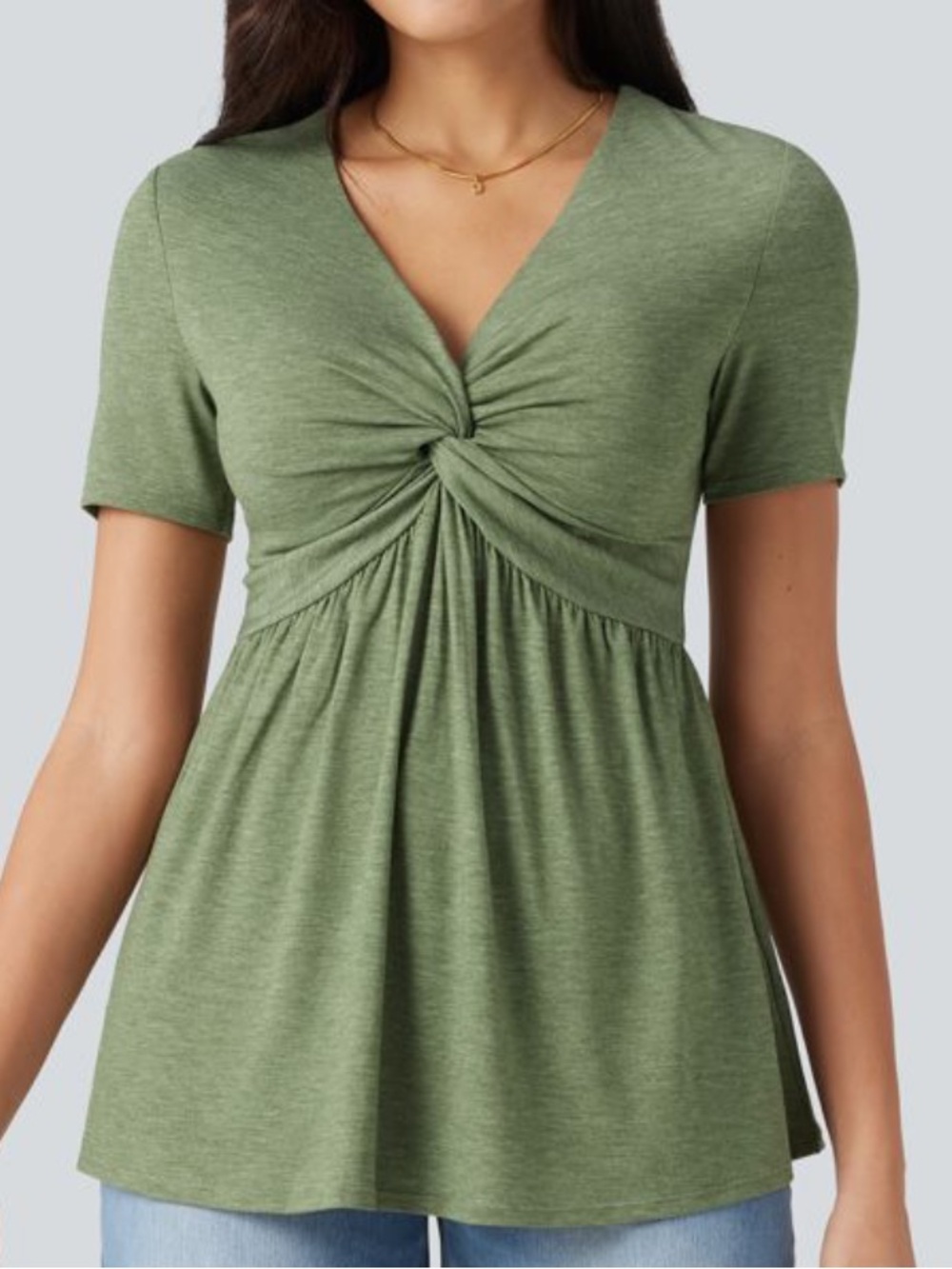 NWT Halara V Neck Short Sleeve Built-in Bra Top(size medium)
